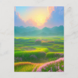 Dusk i Grassy Fält Vykort