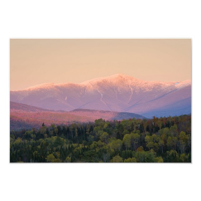Dusk och Mount Washington i nya Hampshire's Fototryck (Framsidan)