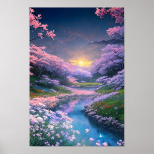 Dusk över den fredliga strömmen poster
