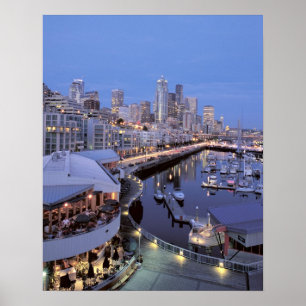 Dusk på Bell Harbour i Seattle, Washington. Poster