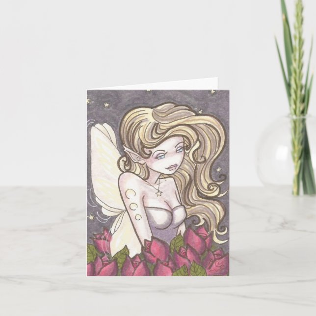 Dusk Ro Fairy Fantasy Art Blank Greeting Card Kort (Framsida)