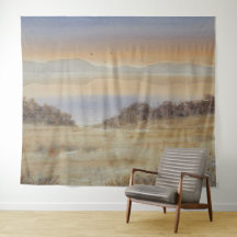 Dusk Sjö vattenfärgsutskrift liggande utskrift