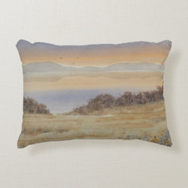 Dusk Sjö vattenfärgsutskrift liggande utskrift Prydnadskudde