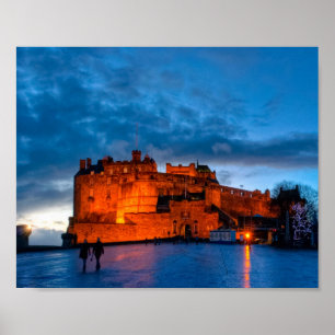 Dusk vid Edinburgh Castle 10x8-arkivering Poster