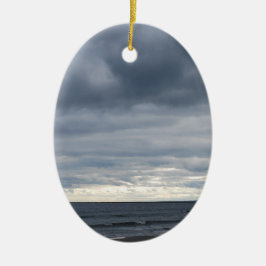 Dusk vid stranden julgransprydnad keramik