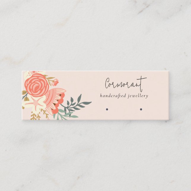 Dusky  Ambrosia Blommigt Loop Ring Holder Mini Visitkort (Framsida)