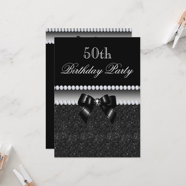 Dusky Black Födelsedagsfest Inbjudningar (Fram/Back In Situ)