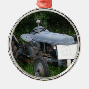 Dusky blåtttraktor för vintage julgransprydnad metall