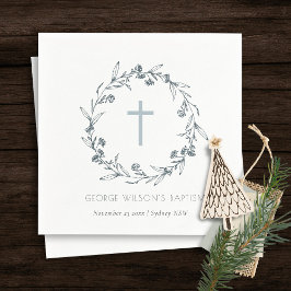 Dusky Blue Blommigt Laurel Wandeandemonogram Bapti Pappersservett