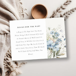 Dusky Blue Cottage Blommigt Bokar for Baby Shower Tilläggskort