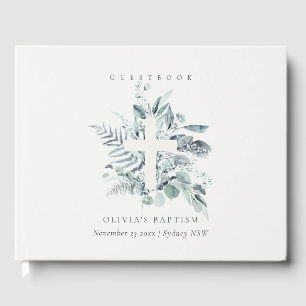 Dusky Blue Eucalyptus Fern Foliage Kor Baptism Gästböcker