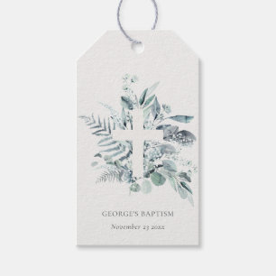 Dusky Blue Eucalyptus Fern Foliage Kor Baptism Presentetikett