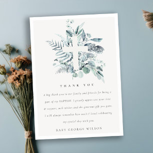 Dusky Blue Eucalyptus Fern Foliage Kor Baptism Tack Kort