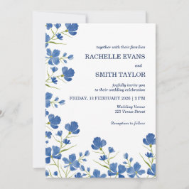 Dusky Blue Flower Wedding Invite Inbjudningar