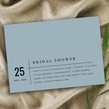 DUSKY BLUE GRÅTT TYPOGRAFI MÖHIPPA INBJUDAN