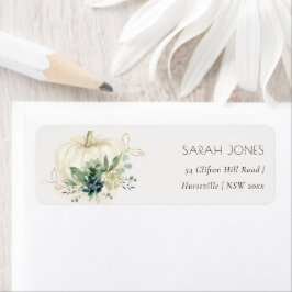 Dusky Blue Grönt Guld Succulent Pumpkin Adress Returadress Etikett