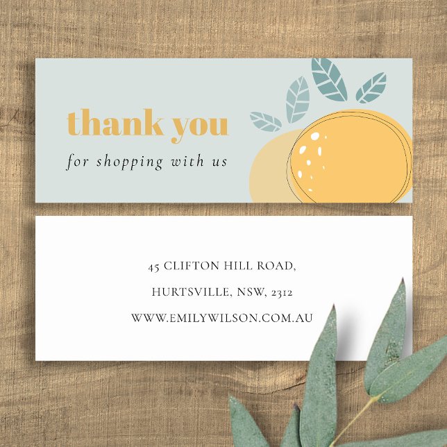 Dusky Blue Lemon Fruktig Tack Shopping Mini Visitkort (Skapare uppladdad)