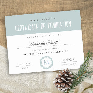 Dusky Blue Minimal Certificate of Complete Award