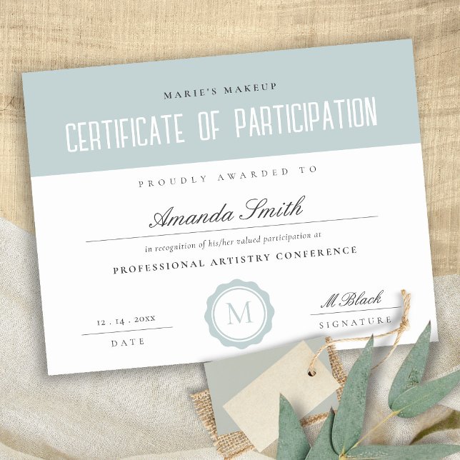 Dusky Blue Minimal Certificate of participation (Skapare uppladdad)