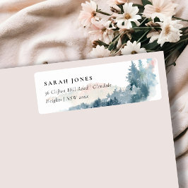 DUSKY BLUE MOUNTAINS GRÄS ADRESS-ETIKETT RETURADRESS ETIKETT