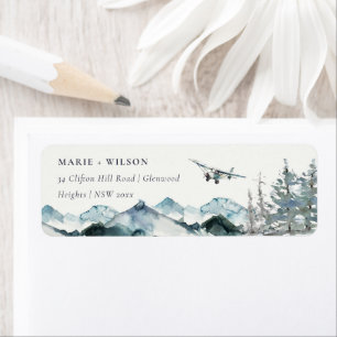 Dusky Blue Mountains Gräs Flygplan Glider Adress Returadress Etikett