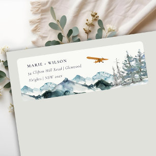 Dusky Blue Mountains Gräs Flygplan Glider Adress Returadress Etikett