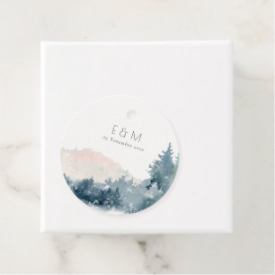 DUSKY BLUE MOUNTAINS GRÄS MONOGRAM BRÖLLOP F GÅVOR ETIKETTER