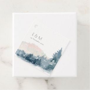 DUSKY BLUE MOUNTAINS GRÄS MONOGRAM BRÖLLOP GÅVOR ETIKETTER