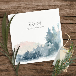 DUSKY BLUE MOUNTAINS GRÄS MONOGRAM BRÖLLOP PAPPERSSERVETT