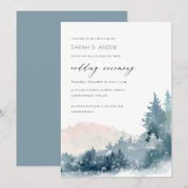 DUSKY BLUE MOUNTAINS GRÄS WEDDING INVITE TACK KORT