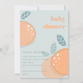 Dusky Blue Orange Fruktig, fetstilt babystövel Inbjudningar