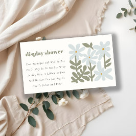 Dusky Blue Retro Blommigt Visning Shower Baby Show Tilläggskort