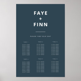 Dusky Blue | Sittdiagram för skandinaviskt Bröllop Poster