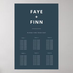 Dusky Blue Sittdiagram för skandinaviskt Bröllop Poster