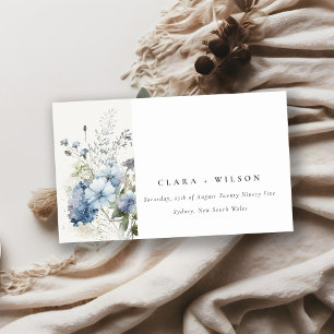 Dusky Blue Watercolor Blommigt Bröllop webbplats Tilläggskort