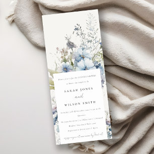 Dusky Blue Watercolor Cottage Flora Par Shower Inbjudningar