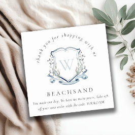Dusky Blue Wildblomme Vapensköld Tack for Business Fyrkantigt Visitkort