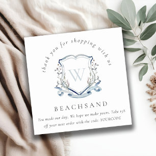 Dusky Blue Wildblomme Vapensköld Tack for Business Fyrkantigt Visitkort