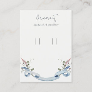Dusky Blue Wildblommor Ribbon Loop Ring Holder Visitkort
