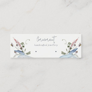 Dusky Blue Wildblomribbon Stud Loop Ring Holder Mini Visitkort