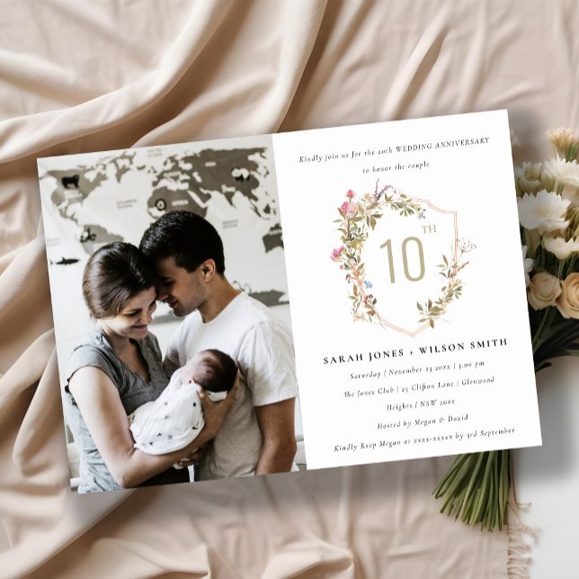 Dusky Blush Vildblomma Kröningsfoto årsdag Inbjudningar (Skapare uppladdad)