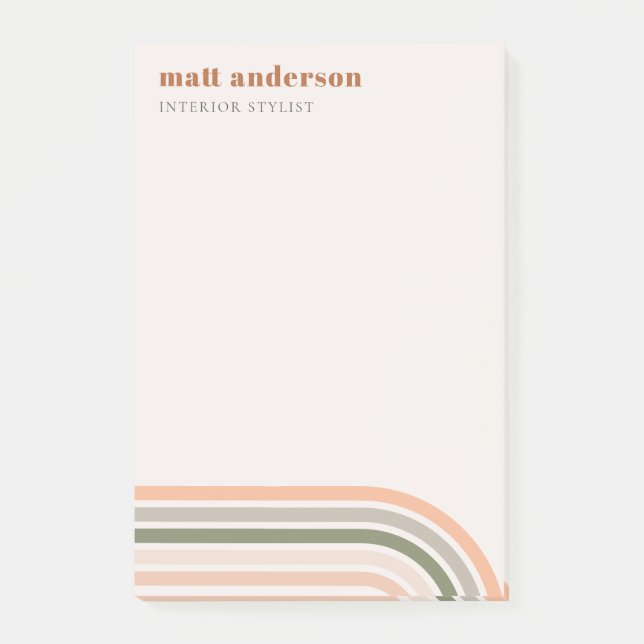 Dusky Bold Retro Rainbow Desert Chic  Rust Post-it Block (Framsida)