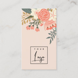 Dusky Chic Orange Peach Ambrosia Blommigt Logotyp Visitkort
