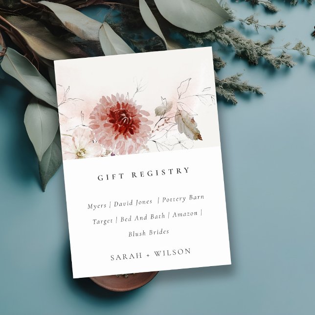Dusky Fall Marsala Blommig Bröllopspresent Registr Tilläggskort (Skapare uppladdad)