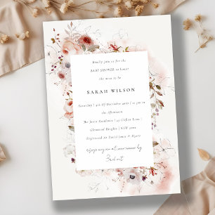 Dusky Fall Marsala Blommigt Baby Shower Inbjudningar