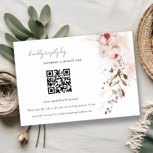 Dusky Fall Marsala Blommigt Bröllop QR Code OSA Tilläggskort