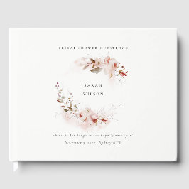 Dusky Fall Marsala Blush Blommig Bröllopsdusch Gästböcker