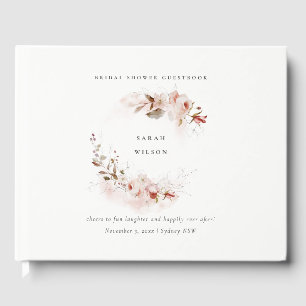 Dusky Fall Marsala Blush Blommig Bröllopsdusch Gästböcker