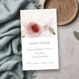 Dusky Fall Marsala Flora Diaper Raffle Baby Shower Tilläggskort
