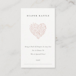 Dusky  Flora Heart Diaper Raffle Baby Shower Tilläggskort